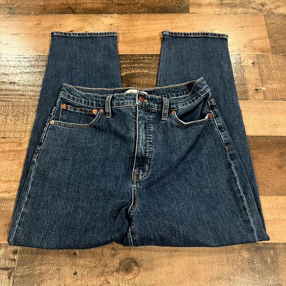 Madewell High Rise Tapered Crop Dark Wash Jeans - Picture 5 of 9